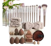 Makeup Brush Kit - Professional Foundation Brush, Tool Set with Headband | Portable Makeup Applicators, Essential Brushes Set for Beginners and Professional Makeup Artists, an