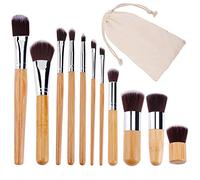 Makeup Brush Natural Bamboo 11 Pcs Soft Synthetic Make up Brushes Set Foundation Powder Concealers Lip Eyeshadows Blending Brush Kit with Travel Pouch