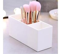 Makeup Brush Organiser - 3 Slot Cosmetic Display Holder for Brushes, Eyeliners, Lipstick, Lip Gloss - White