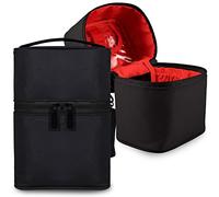 Makeup Brush Organizer Makeup Bag Brushes Set Case 7.5x5.5x4.4 Inch Professional Travelling Brush Pen Pencil Holder Make Up Cup Storage Organizer Case Pencil Pouch Cosmetic Bag, Black-B