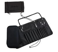 Makeup Brush Organizer - Roll Up Cosmetic Case, Multifunctional Cosmetic Brush Case, Portable Folding Organizers for Travel, Indoor, Outdoor, Salon, B, Black, Please refer to the description, Please