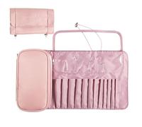 Makeup Brush Rolling Case Roll-up Makeup Brush Holder Portable Brush Roll Bag Travel Friendly Cosmetic Organiser Compact Design Storage Bag for Beauty , Pink, see description, See
