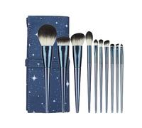 Makeup Brush Set 10 Blue Eye Shadow Brush Loose Powder Blush Brush Two-color Fiber Wool Soft and Skin-friendly Foundation Brush,