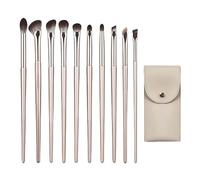 Makeup Brush Set 10 Pieces with Portable Storage Bag for Creating Eye Makeup Details Includes Nose Shadow Eyeshadow Blending Eyeliner Makeup Brush Set (Gray + Gold)