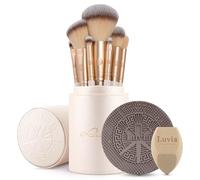 Makeup Brush Set 11 Pieces - Vegan Professional Makeup Brush with Brush Holder, Beauty Sponge & Cleaning Pad | Prime Vegan Champagne Luvia Cosmetics