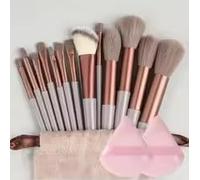 Makeup Brush Set 13-Piece | Professional Face & Eye Brushes for Foundation, Contour, Highlight, Concealer & Eyeshadow | Soft Synthetic Bristles | Premium Cosmetic Brush Kit (Brown + 2)