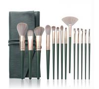 Makeup Brush Set, 14 Piece Premium Makeup Brushes Kit with Foundation Brush & PU Travel Case, Soft Vegan Makeup Brushes for All Skin Types in Elegant Green | Professional Cosmetics Brush Collection