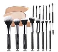 Makeup Brush Set, 15 Pcs Professional Makeup Brushes Kit, Premium Multi-Functional Travel Makeup Kit for Concealers, Eyeshadow, Blending Liquid Powder & Blush, Eyeliner Makeup Brushes (Black)