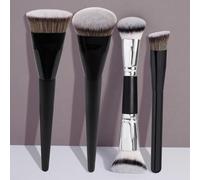 Makeup Brush Set - 4PCS Travel Makeup Brushes, Real Techniques Brush Set for Foundation, Concealer, Powder, Eye Shadows, Blush, Professional Make up Brush Set for Women, Black
