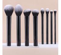 Makeup Brush Set 8 Pcs - Professional Cosmetic Brushes for Face & Eyes - Soft Synthetic Bristles, Durable Handle - Ideal for Daily Use & Gifting (Black)