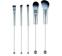 Makeup Brush Set Beginner - Mask Fan Brush Applicator | Beaded Make Up Brushes For Women, 5X Professional Synthetic Blending Applicators For Foundation Concealer Blush Eyeshadow Setting Powder
