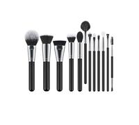 Makeup Brush Set For Face Foundation Blending Powder Application Beauty Tools Kit With Soft Synthetic 12PCS (Black, 18cm)
