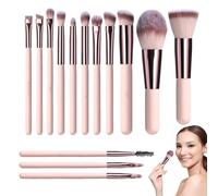 Makeup Brush Set, Mini Makeup Brush Set - Portable Small Makeup Brush Set 14 Pieces Makeup Brush Set with LED Mirror and Case for Trips and Travel