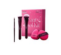 Makeup Brush Set, Pink, 3 Pieces with 2 Makeup Sponges for Foundation, Powder, Eye Shadow Application