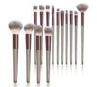 Makeup Brush Set, Premium Synthetic 14 Pcs Makeup Brushes, Travel Makeup Brush Set for Foundation, Concealer, Blush and Eyeshadow Brush(Red Brown)