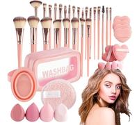 Makeup Brush Set, Soft Bristle Makeup Tool Kit, 0.84 x 30.31 Inches Professional with Storage Bag, Travel-Friendly, Personal Care , Beauty Brushes for Face Eyes Lip, Home