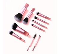 Makeup Brush Set Ultra-Soft Eyeshadow, Eyeliner, Blush, Foundation & Eye Brushes Makeup 10Pcs Brush set with bag Perfect for Travel - B&R MALL. Pink makeup brushes. Mini makeup. Makeup brushes