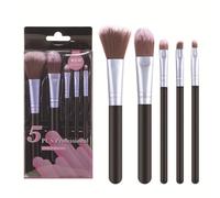 Makeup Brush Set Wooden Handle Nylon Hair Makeup Brush Cosmetic Tools 5pcs Travel Makeup Brush (Blue, One Size)
