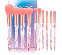 Makeup Brushes 10pcs Cryatal Makeup Brushes Set Highlighter Foundation Brush for Liquid Makeup Make Up Brush Sets Professional (Gift Box, Pink)