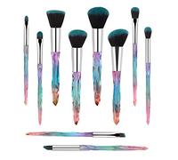 Makeup Brushes, 10PCs Professional Cosmetic Brush Set Special Shiny Foundation Face Powder Brush Eyeshadows Blending Blush Brushes Colorful Plastic Handle (Blue)