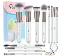 Makeup Brushes 15Pcs Makeup Kit, Start Makers Premium Synthetic Kabuki Foundation Powder Concealer Eyeshadow Blush Brushes Make up Brushes Set with 2pcs Blender Sponges & Mirror (Grey)