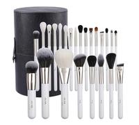 Makeup Brushes 24 Pcs Set with Leather Case, Multi Use with Natural and Synthetic Hair (24 Pcs + Large Leather Case Holder)