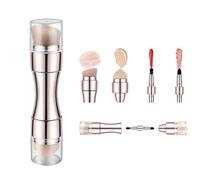 Makeup Brushes - 4 in 1 Double Ended Makeup Brush Set | Retractable Eye Brush Lip Brush Face Brush | Powder Blush Lip Gloss Eyeshadow Eyebrow Foundation