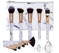 Makeup Brushes HEYMKGO Professional Marble Makeup Brush Set, Soft and Odor-free Natural Synthetic Bristles,10PCS + 2 Sponge Puff + Marble Pattern Cosmetics Bag