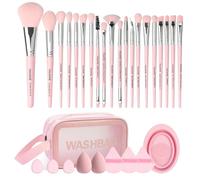 Makeup Brushes MAANGE 30 Pcs Professional Makeup Brush Set for Foundation Blending Powder Blush Concealers Eyeshadow, 5 Products Included, 30 Piece Set Pink
