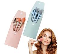 Makeup Brushes Set, 16pcs/2 Sets Professional Make up Brushes with 2pcs Cosmetics Bag, Foundation Brush Blending Blush Concealers Eye Make Up Brush Set for Home Travel(Pink&Blue)