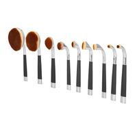 Makeup Brushes Set 9Pcs Special Shape Powder Sculpting BB Cream Eyeshadow Brushes Beauty Tool Kit Professional Makeup Brushes for Women Girls Soft Fiber Bristles (AW02 black silver handle)