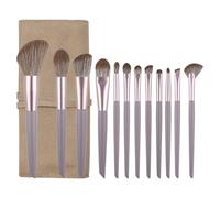 Makeup Brushes Set Foundation Powder Eyeshadow Brush Set Eyebrow Concealer Contour Travel Brushes Kit Makeup Brushes with Brown Case (12 Pieces + Brush Pack)