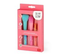 Legami - Set of 4 Makeup Brushes, Oh My Glow! Daisy Theme, Includes Powder Brush, Foundation Brush, Eyeshadow Brush, Eyeliner Brush, 100% Vegan, Travel Size