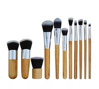 Makeup Brushes Set with Bamboo Handle, Aluminum Tube & Nylon Wool, 11pcs Makeup Brushes Suitable for Traveling, Ideal Cosmetic Brushes for Personal Use or As Gifts