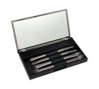 Makeup Brushes Set With Case, 4 Pieces Two Sided Makeup Tongs - Compact Makeup Brush With Cleaning Sponge For Blush Powder Powder From Fonda