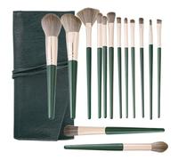 Makeup Brushes with Case, 14Pcs Professional Makeup Brush Set, Premium Synthetic Fiber Kabuki Foundation Face Powder Blush Concealers Eye Shadows Brushes (14pcs+Green storage bag)