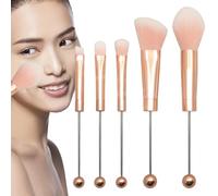 Makeup Brushes with Metal Handle - 5pcs Makeup Brush Set Pearl Makeup Brush Set | Adorable Concealer Brush Eyeshadow Brush Foundation Brush