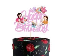 Makeup Cake Topper Themed Party Decorations Women Bday Dessert Decor Supplies Tool Sign Topper Girls Sleepover Decorations Cosmetic Birthday Shower Cosmetics Wedding