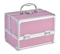 Makeup Case Organizer, Makeup Box with Mirror 7x7x9 in 3-Layer Portable Extendable Case Organizer with Lock Protective Make up Storage for Travel Cosmetologist