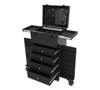 Makeup Case, Professional Aluminum Makeup Box Make Up Beauty Trolley on Wheels, Lockable Rolling Makeup Case Beauty Organiser