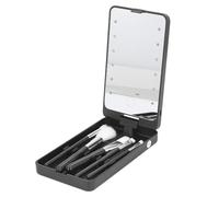 Makeup Case,Travel Makeup Bag with Led Mirror and 5 Makeup Brushes for Travel (Black)