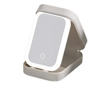 Makeup Case with Lighted Mirror - Portable LED Makeup Organizer with Mirror Cosmetic Holder - Dustproof Storage Box with Handle for Outing Trip Tour Travel