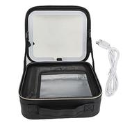 Makeup Case with Mirror Large Lighted Professional Travel Cosmetic Organizer Bag Adjustable Brightness 3 Color Lights PU Leather 6 Dividers 26x23x11cm (Black)