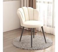 Makeup Chair with Backrest - Modern Beauty Stool for Makeup Artists Stylish Black Legs Elegant White Cushion - Ideal for Bedrooms Living Rooms Salons & Beauty Rooms