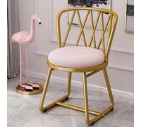 Makeup Chair with Backrest - Multifunctional Wrought Iron Vanity for Bedroom Living Room Kitchen Bow Creative Make Up (B Pink)