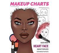 Makeup Charts - Face Templates for Makeup Artists: Black Model - HEART face shape: 8 (Makeup Charts Workbook)
