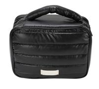 Makeup Cosmetic Bag Large Capacity Rain Proof Stylish Portable Makeup Organizer for Women Travel Down Filled Cloth 24.5 x 19 x 9cm 4.2L (Black)