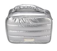 Makeup Cosmetic Bag Large Capacity Rain Proof Stylish Portable Makeup Organizer for Women Travel Down Filled Cloth 24.5 x 19 x 9cm 4.2L (Silver)
