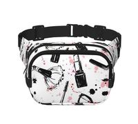 Makeup Cosmetics Pattern Square Double-Layer Waist Bag Chest Bag Crossbody Bag Running Travel Hiking Waist Bag