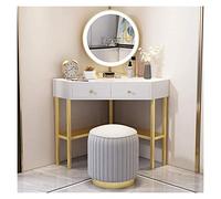 Makeup Dressing Table with Sliding Drawers, Luxury Vanity Desk with Touch Screen, Stylish Corner Design